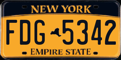 NY license plate FDG5342
