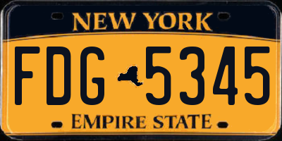 NY license plate FDG5345