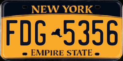 NY license plate FDG5356