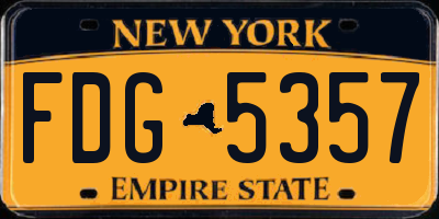 NY license plate FDG5357