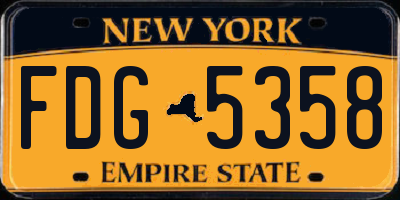 NY license plate FDG5358