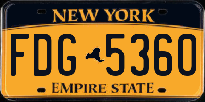 NY license plate FDG5360