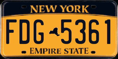 NY license plate FDG5361