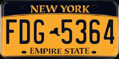 NY license plate FDG5364