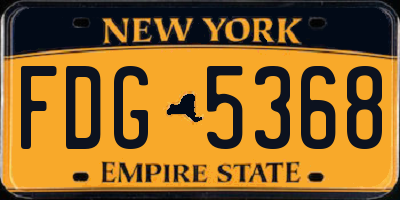 NY license plate FDG5368