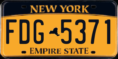 NY license plate FDG5371