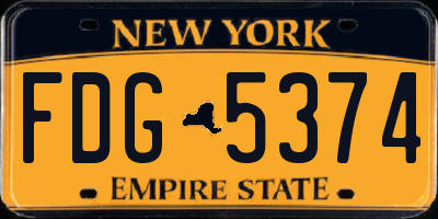 NY license plate FDG5374