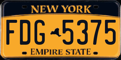 NY license plate FDG5375