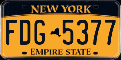 NY license plate FDG5377