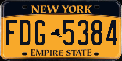 NY license plate FDG5384