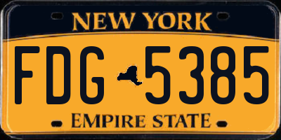 NY license plate FDG5385
