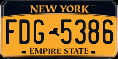 NY license plate FDG5386