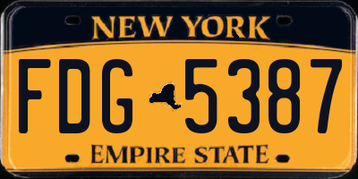 NY license plate FDG5387