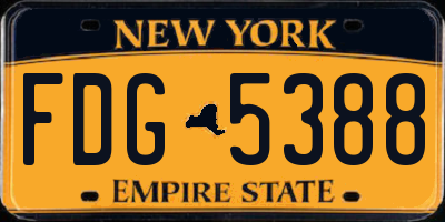 NY license plate FDG5388