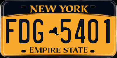 NY license plate FDG5401