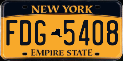 NY license plate FDG5408