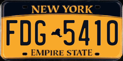 NY license plate FDG5410