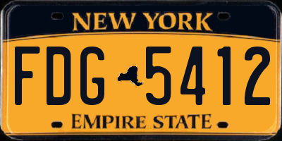 NY license plate FDG5412