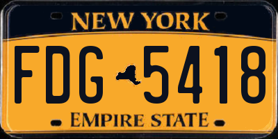 NY license plate FDG5418