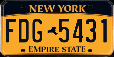 NY license plate FDG5431