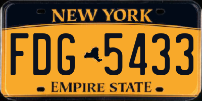 NY license plate FDG5433