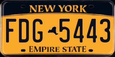 NY license plate FDG5443