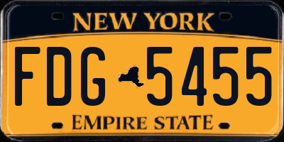 NY license plate FDG5455