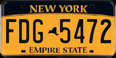 NY license plate FDG5472