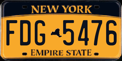 NY license plate FDG5476