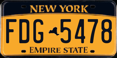 NY license plate FDG5478