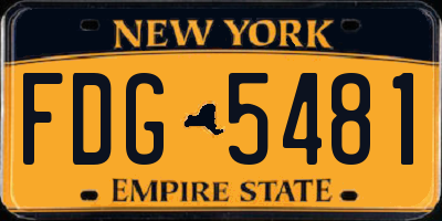 NY license plate FDG5481