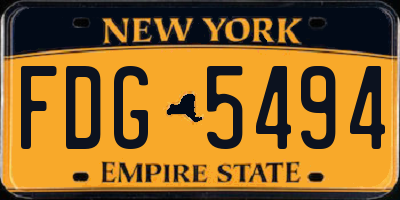 NY license plate FDG5494