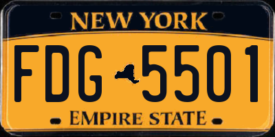 NY license plate FDG5501