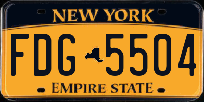 NY license plate FDG5504