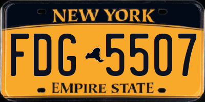 NY license plate FDG5507