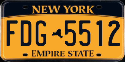 NY license plate FDG5512
