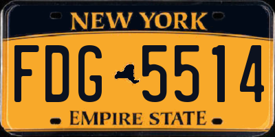 NY license plate FDG5514