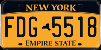 NY license plate FDG5518