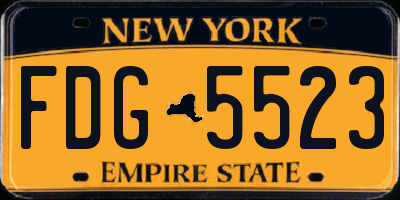 NY license plate FDG5523