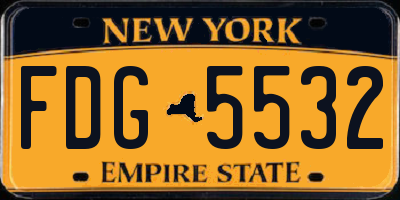NY license plate FDG5532
