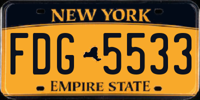NY license plate FDG5533