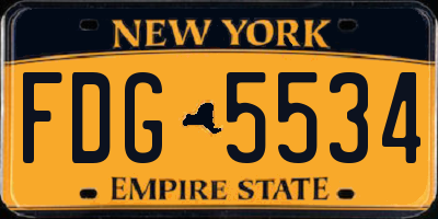 NY license plate FDG5534