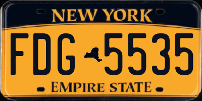NY license plate FDG5535