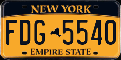 NY license plate FDG5540