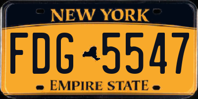 NY license plate FDG5547