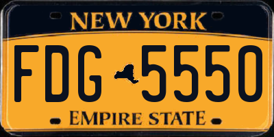 NY license plate FDG5550
