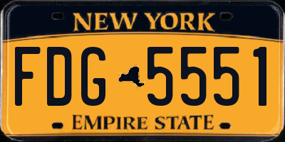 NY license plate FDG5551