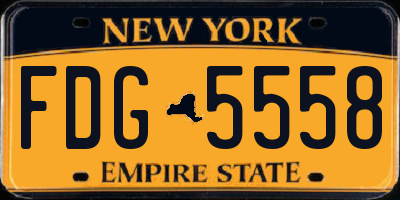 NY license plate FDG5558