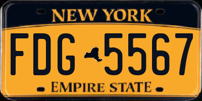 NY license plate FDG5567