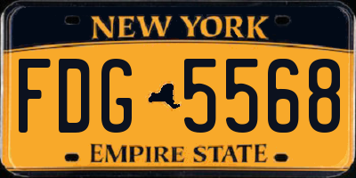 NY license plate FDG5568